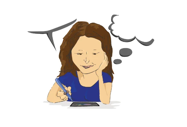 Illustration of Bridget thinking